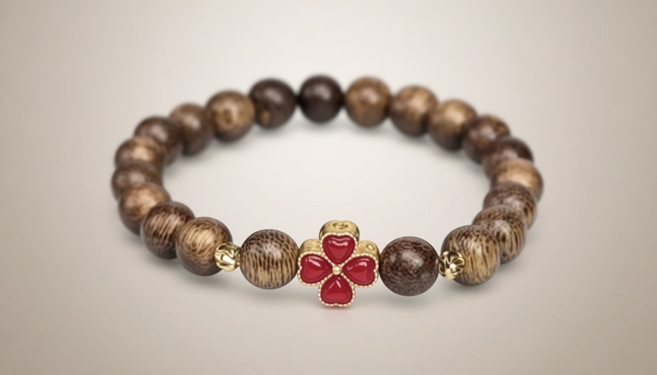 Tranquil Agar Red Jasper & Gold – Mixed Agarwood Bracelet TA2025-101-03