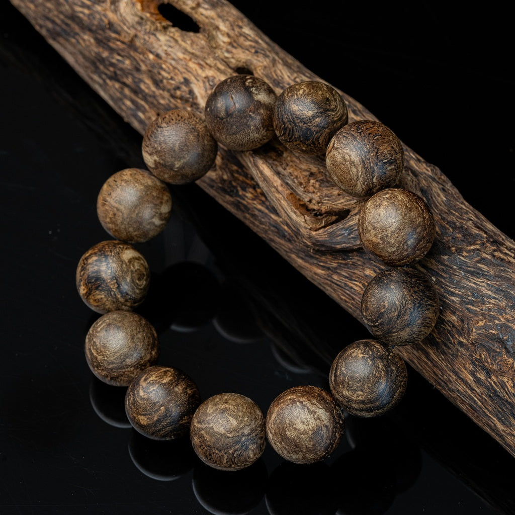 Premium Natural Agarwood Bracelet — 18mm Near-Sinking Grade-FA2025-003-01