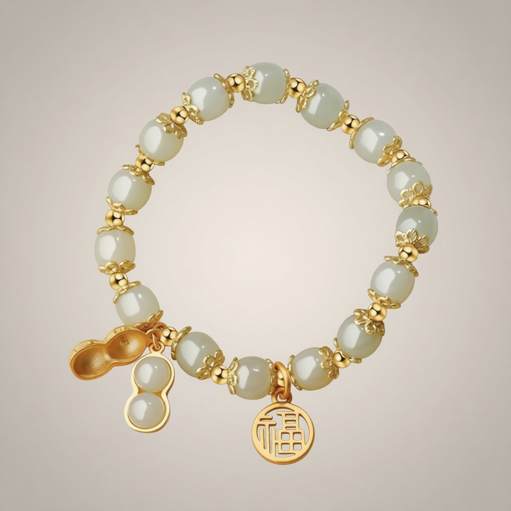 JADE PROS - Jade, Red Jasper, & Gold Bracelet JP2025-201-04